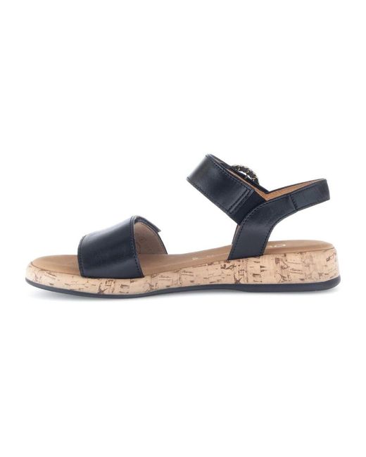 Gabor Blue Schwarze Glatte Ledersandalen