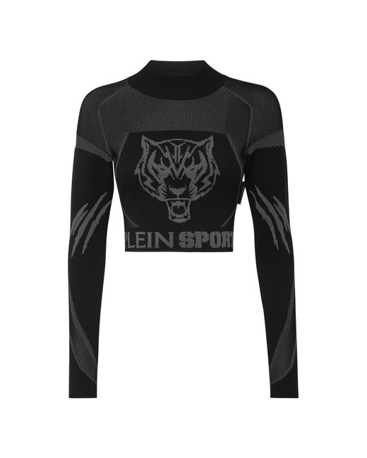 Philipp Plein Truien & Vesten ,Zwart ,Polyester Sport Top in het Black