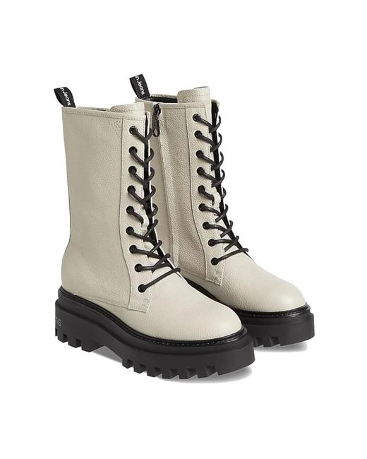 Calvin Klein Natural Lace-Up Boots