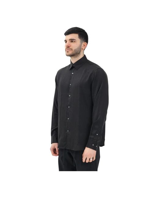 SELECTED Overhemden ,Zwart ,Leer Zwart Lange Mouwen Shirt Luxe Charme in het Black voor heren