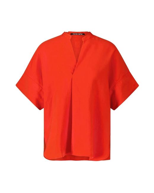 Camisa blusa de mezcla de lino Hannes Roether de color Red