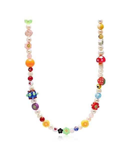 Men's fruity pearl choker with assorted beads di Nialaya in Red da Uomo