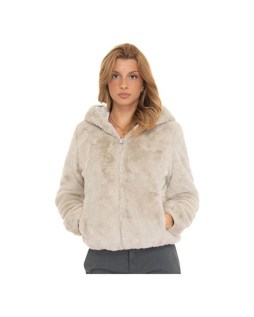 Save The Duck Gray Wendbare Kurze Harrington-Jacke Mit Kapuze