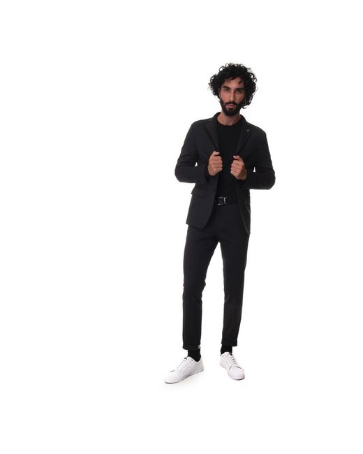 Paoloni Single Breasted Suits in het Black voor heren