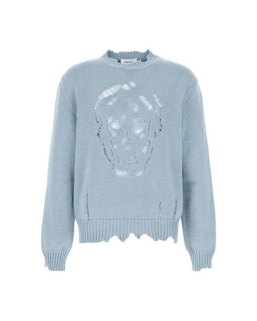 Alexander McQueen Blue Round-Neck Knitwear for men