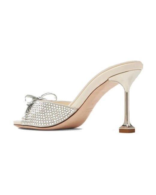 Miu Miu White Silberne kristall slip-on schuhe