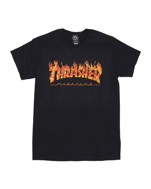 Thrasher Tops ,Zwart ,Katoen Zwarte Inferno Tee Korte Mouw T-Shirt in het Black voor heren