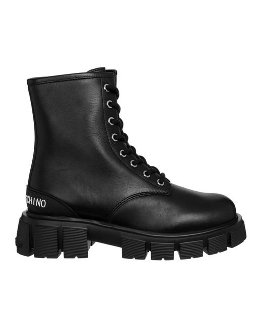 Love Moschino Black Lace-Up Boots