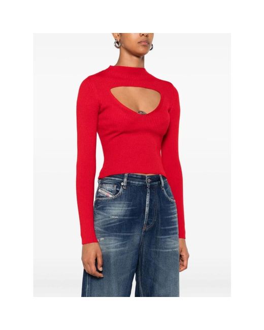 Round-Neck Knitwear DIESEL de color Red