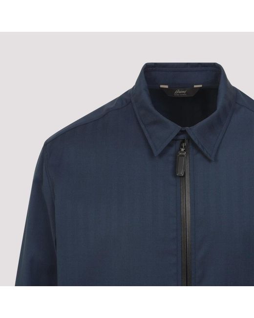 Brioni Blue Bomber Jackets for men