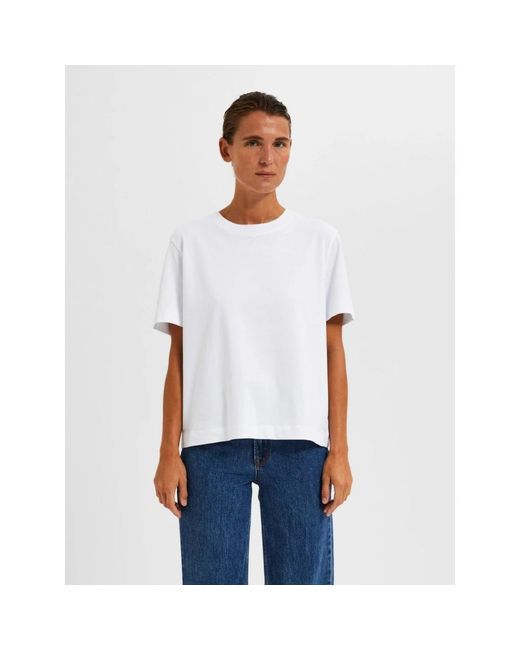 SELECTED Classic Boxy Tee in het Blue