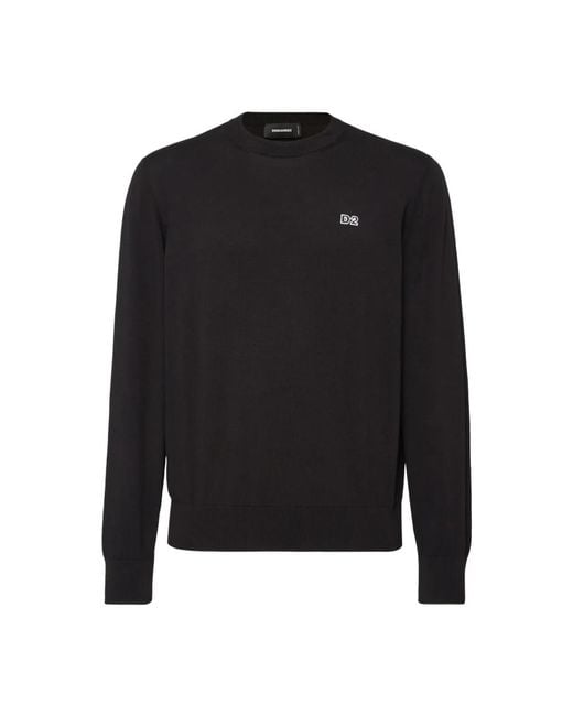 DSquared² Black Round-Neck Knitwear for men