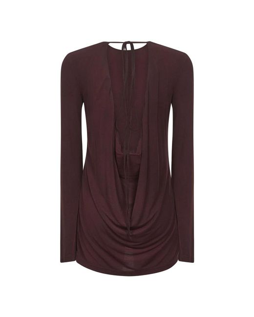 Uma Wang Shirt Met Gedrapeerde Col, Donkerrood in het Purple