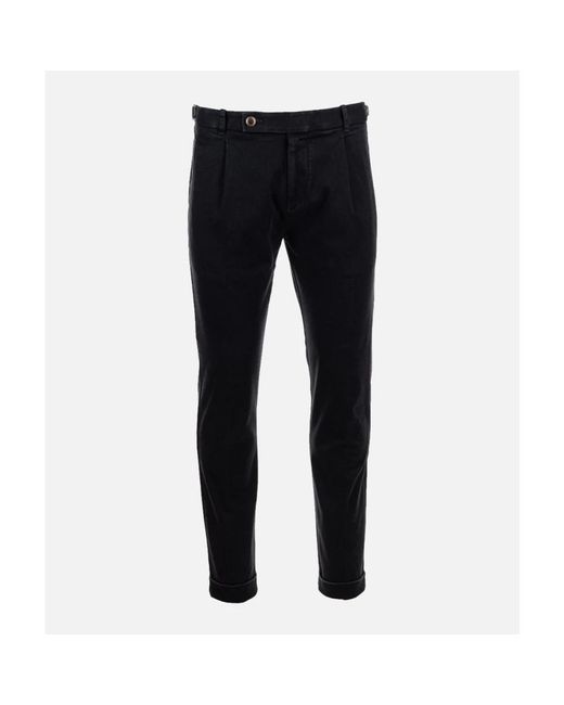 BERWICK 1707 Black Slim-Fit Trousers for men