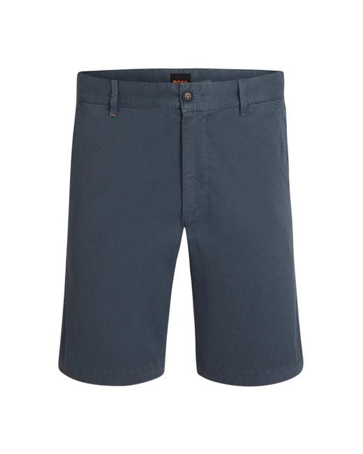 Boss Blauwe Chino Bermuda Broek in het Blue voor heren