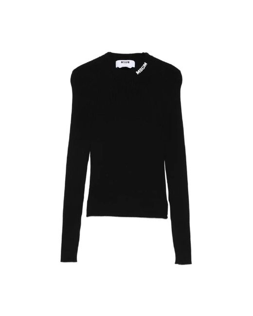 Round-Neck Knitwear MSGM de color Black