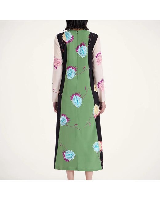 LaDoubleJ Kleedjes ,Veelkleurig ,Jurk Met Lange Mouwen En Zwierige Rok in het Green