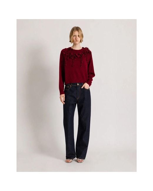 Alberta Ferretti Red Round-Neck Knitwear