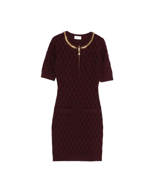 Elisabetta Franchi Red Knitted Dresses