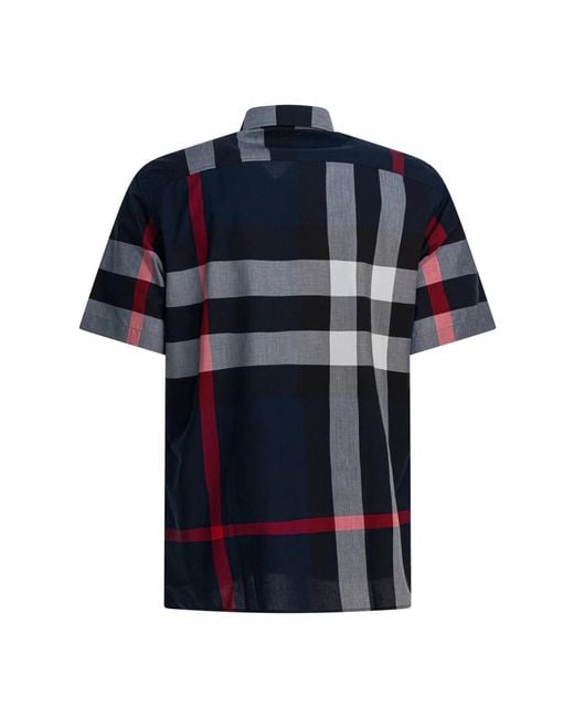 Burberry Blue "Check" Cotton Shirt for men