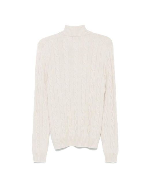 Barba Napoli White Round-Neck Knitwear for men