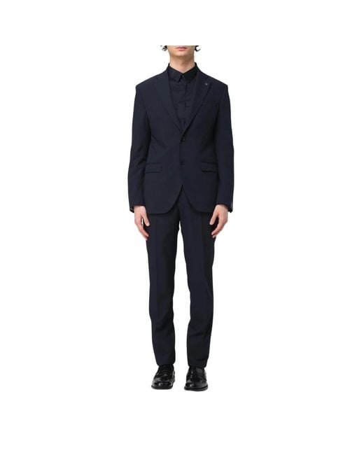 Manuel Ritz Blue Single Breasted Suits for men
