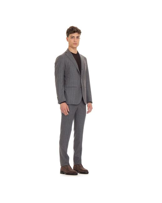 Barba Napoli Gray Single Breasted Suits for men
