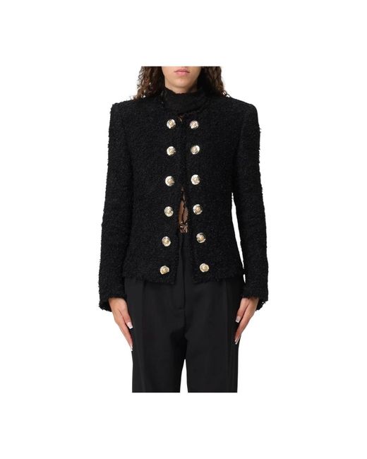 Balmain Black Jacke Mit Struktur Und Knöpfen