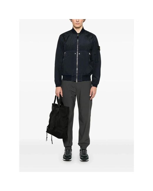 Stone Island Blue Bomber Jackets for men