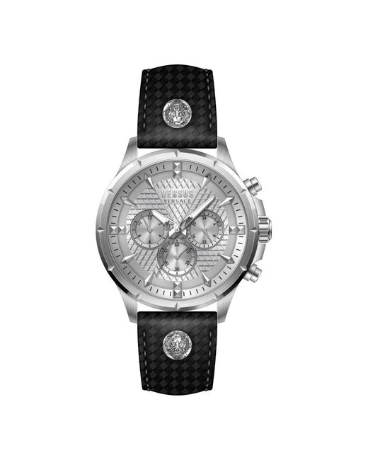 Cronografo cinturino in pelle acciaio orologio di Versus  in Metallic da Uomo