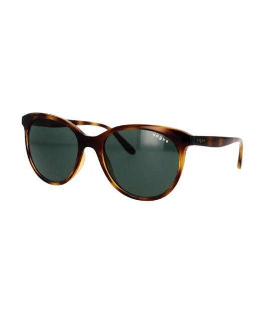 Vogue Black Dunkle havana sonnenbrille mit grünen gläsern