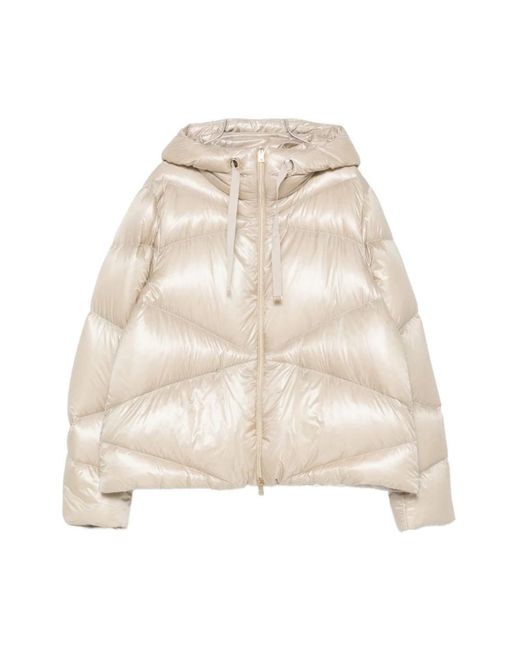 Herno Jassen ,Roze ,Leer Powder Down Jacket in het Natural