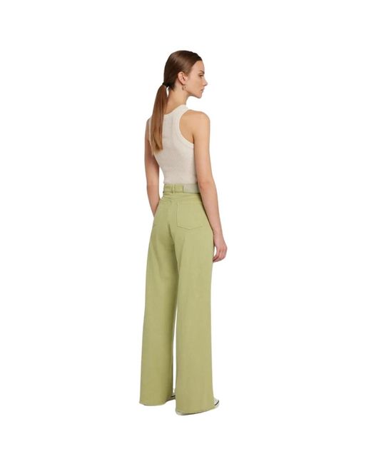 7 For All Mankind Green Hohe taille grüne leinen camp hose 7 for all kind