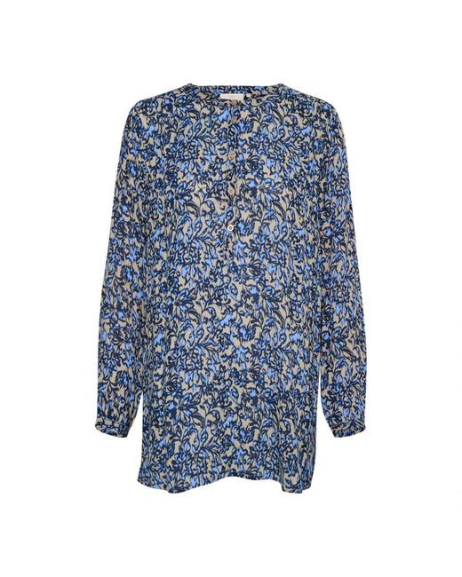 Kaffe Blue Bedruckte tunika bluse grafikblume