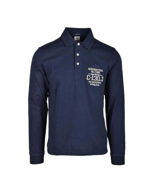 Aeronautica Militare Blue Polo Shirts for men