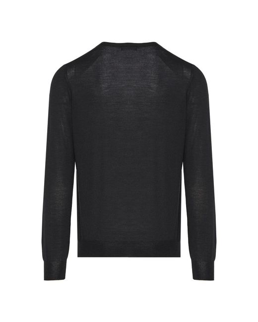 Barba Napoli Black Round-Neck Knitwear for men