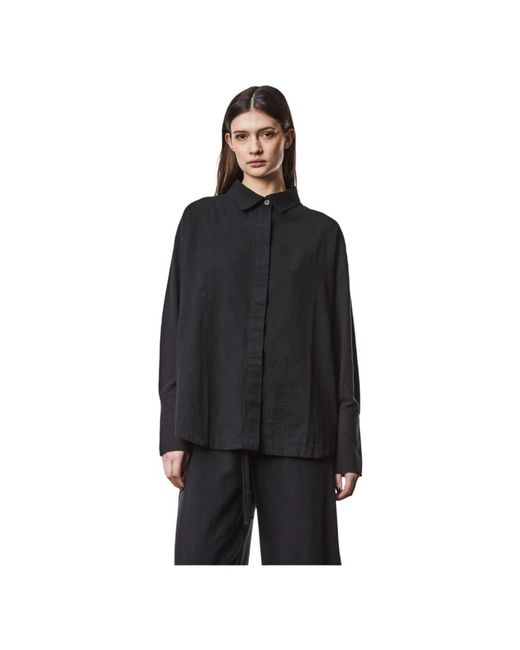Thom Krom Overhemden ,Zwart ,Katoen Zwarte Oversized Blouse Met Premium Materialen in het Black