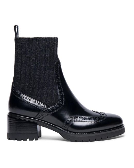 Santoni Blue Handgefertigte Leder Brogue Stiefelette