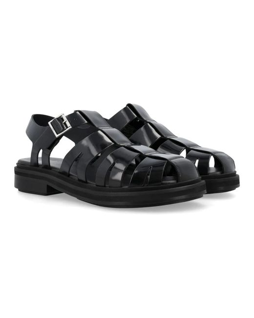 AMI Black Flat Sandals for men