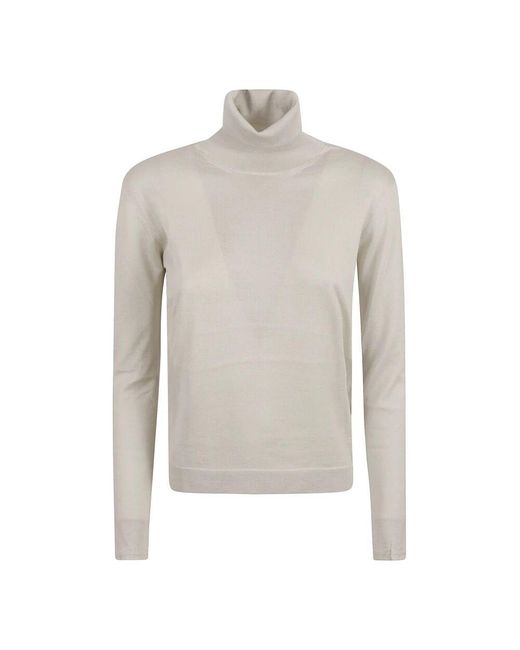Tom Ford Gray Luxuriöser Kaschmir-Seiden-Rollkragenpullover