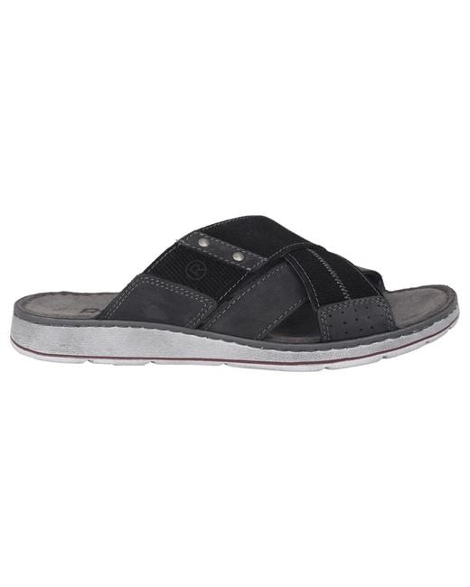 Rohde Schoenen ,Zwart ,Zwarte Leren Herensandaal Voor De Zomer in het Black voor heren