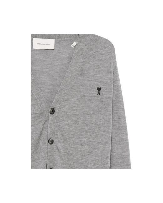 AMI Button V-Neck Cardigan in het Gray voor heren