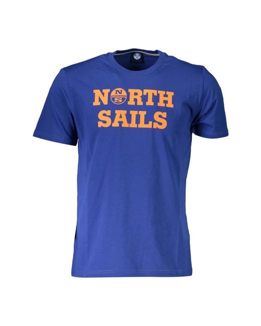 North Sails Tops ,Blauw ,Blauw T-Shirt Met Korte Mouwen En Logo in het Blue voor heren