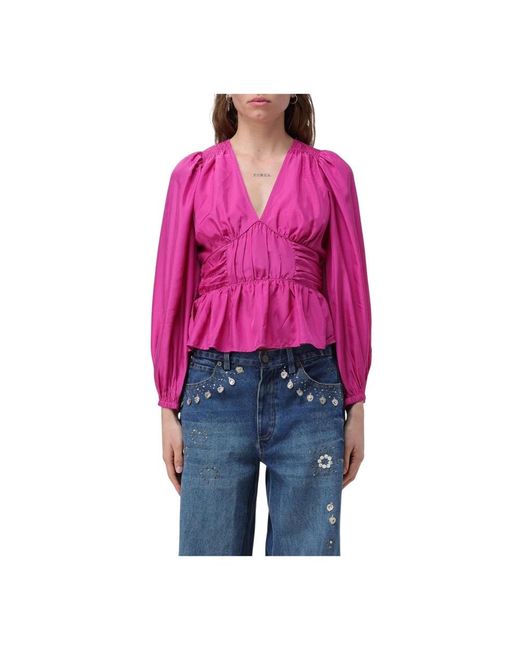 Sea V-Hals Blouse in het Pink