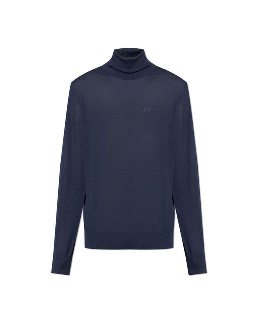 DSquared² Truien & Vesten ,Blauw ,Wol Wollen Coltrui in het Blue voor heren
