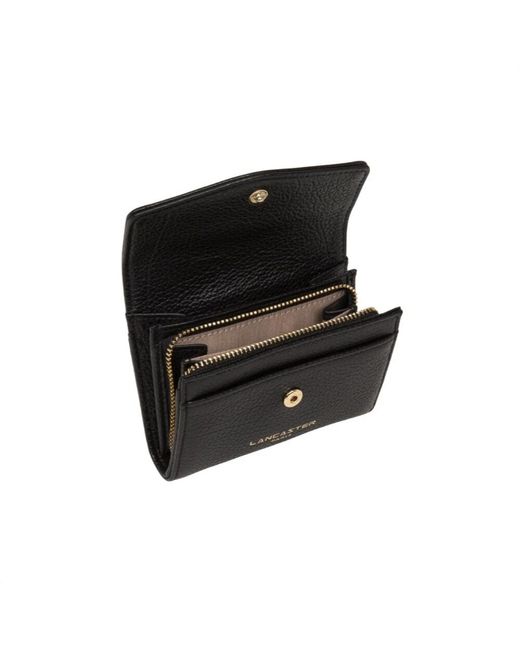 Lancaster Accessoires ,Zwart ,Leer Compacte Gehamerde Leren Portemonnee in het Black