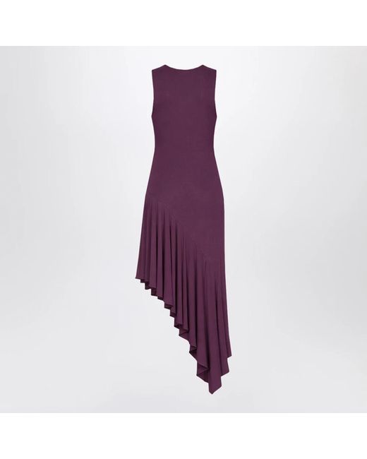 Alaïa Purple Asymmetric Fluid Viscose Jersey Dress