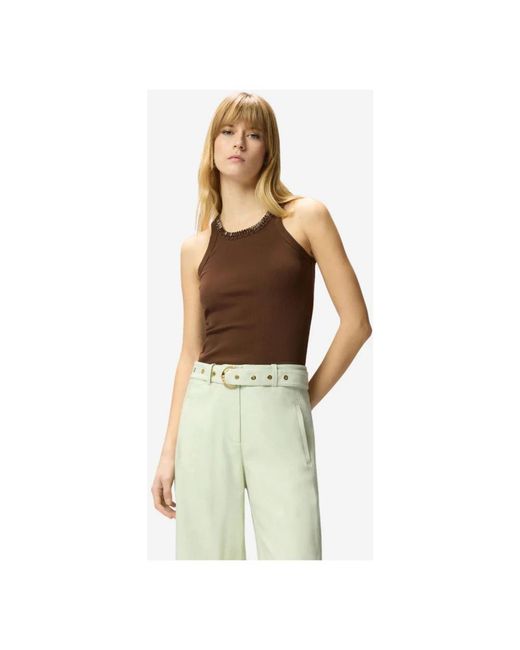 Pinko Brown Sleeveless Tops