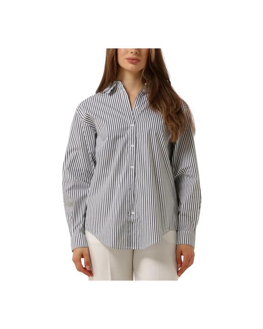 Object Overhemden ,Veelkleurig ,Witte Lange Mouw Shirt in het Gray