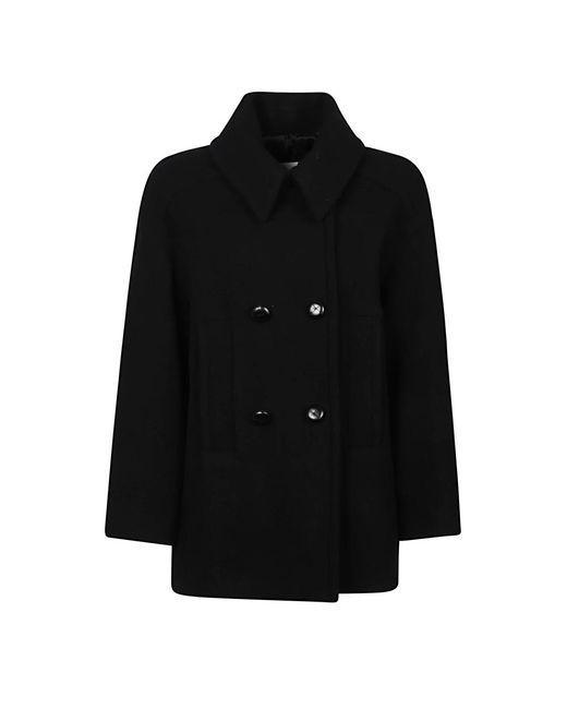 Isabel Marant Black Schwarzer Kurzmantel Mit Doppelreiher